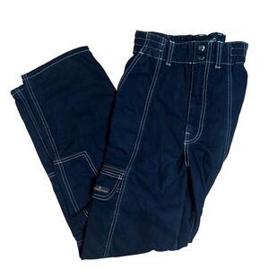 Urban Outfitters BDG Cargo Pants Women's Sz-27 Black Skater Wide Leg Relaxed Fit